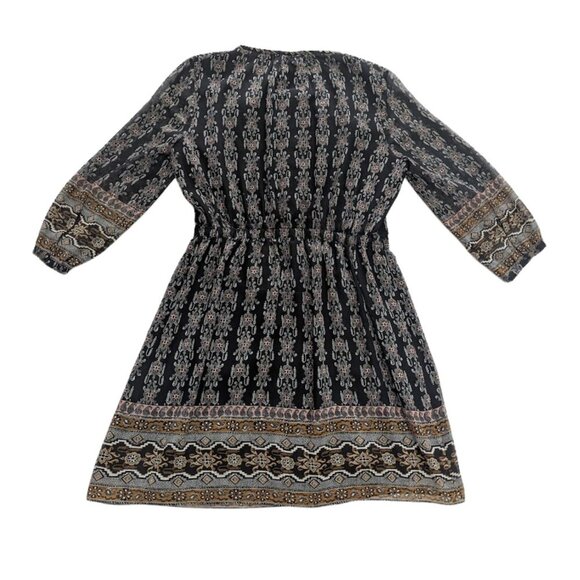 Madewell Damask Print Cinched Waist Mini Dress — Black — Size 8 - Picture 5 of 8